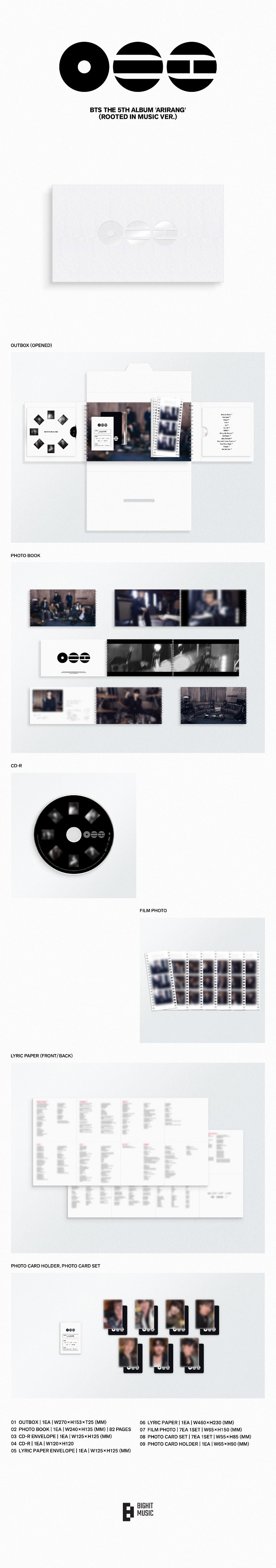 BTS - The 5th Album 'ARIRANG' (Int. Rooted in Music) CD